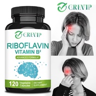 GREVIP Riboflavin (Vitamin B2) 400mg Capsules Dietary Supplement, Vegan, Non-GMO, Suitable for Adult