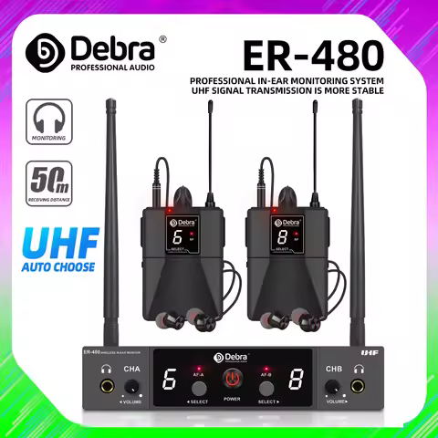Debra UHF ER-480 Professional Wireless In-Ear Monitor System UHF Frequency 500-700MHz Dual Frequency