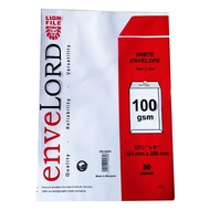 LionFile White Envelope 100gsm 324mm X229mm 50pieces (Peel & Seal)