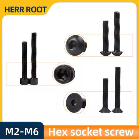M2 M2.5 M3 M4 M5 M6 Black High Grade Carbon Steel Hex Socket Screw DIN912 DIN7991 ISO7380 Hexagonal 