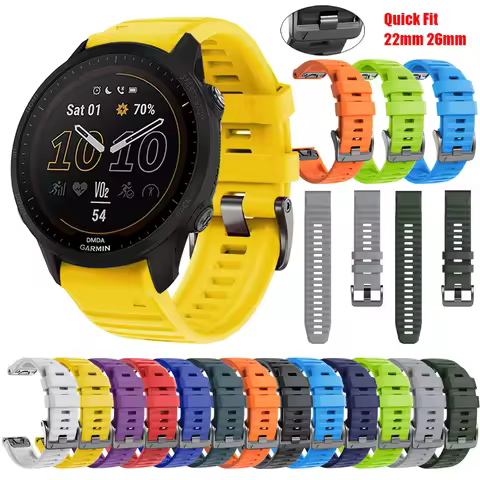 26 22mm Silicone QuickFit Strap For Garmin Watch Band Instinct 2X Forerunner 965 955 745 Approach S7