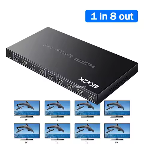 8 Port HDMI Splitter 1x8 4K 30Hz HDMI Video Splitter 1 In 8 out HDMI Distributor Amplifier 8 HDMI Di