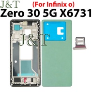 For infinix Zero 30 5G X6731 Battery Back Cover Door Housing+LCD Front Middle Frame+Sim tray Replace