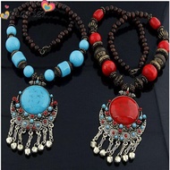 MARIER Bohemian Necklace, Gifts Vintage Bohemian Pendant Necklace,  Alloy Jewellery Turquoise Long N