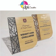 PLAK ANUGERAH /  PLAK CORAK BERUKIR LAMINATED PLAYWOOD + ACRYLIC CLEAR