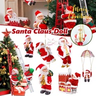 Santa Claus Climbing Bead Rope Battery Operated Electric Climbing Ladder Doll with Music Xmas Decor 