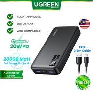 UGREEN 20000mAh PowerBank USB-C PD 20W USB-A 22.5W Fast Charging Power Bank iPhone 17 16 Pro Max Sam