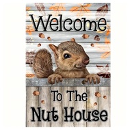 1 Piece/Welcome To Nut House Flag Cute Squirrel Autumn Garden Flag Autumn Outdoor Lawn Decoration Po
