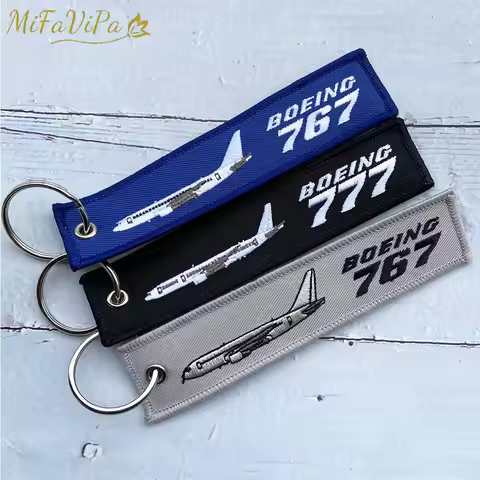 3 PCS Fashion Trinket Boeing 767 and 777 Keychain Phone Strap Embroidery Aviation Key Chains for Men