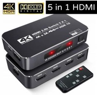 日本暢銷 - 5合1輸出HDMI Switch 4K @ 60Hz超高清HDMI切換器 (無線遙控, 一件) PS4 PS5 XBOX 轉換器