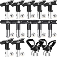 14-Piece Airless Paint Sprayer Tips Set - 12 Tips + 2 Nozzle Tip Guards (7/8" Thread), Reversible Sp