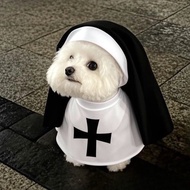 Gothic Style Dog Nun Clothes Pet Hoodie Cross Kitten Nun Funny cos Puppy Nun Clothes Dog Repair Clot