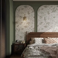 Retro Wallpaper Bedroom Medieval American Style South Sea Flower Bird Simple Wall Cloth Decoration B