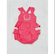 全新RR Ricrac & Ruffles 珊瑚紅 包屁尺寸24m/2T