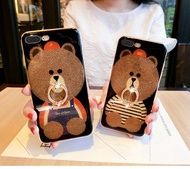 Samsung J7 Plus J7 Duo Cute Bear Glitter Case  23683