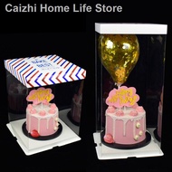 ✢☇☾6 inch 8 0 transparent birthday cake box 3-layer high plastic doll 5 sets