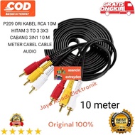 P209 ORIGINAL RCA CABLE 10M BLACK 3 TO 3 3X3 BRANCHES 3IN1 10 M METER CABLE CABLE AUDIO VIDEO PICTUR