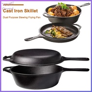 Cast Iron Frying Pan Non-Stick Fried Egg Pan with Handle Fry Pan for Frying Baking Grilling Indoor O