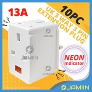 10PCS ME 13A 3 Pin Plug 3 Way Adapter Extension Plug 3 Pin Multi Plug 7387 Soket Plug Travel Adapter
