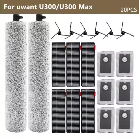 Compatibility for Uwant U300 / U300 Max Sweeping Machine Roller Cloth HEPA Filter Side Brush Dust Ba