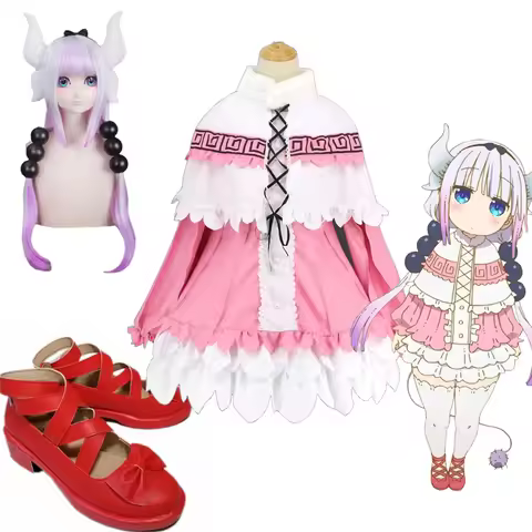 Miss Kobayashi's Dragon Maid Cosplay Costume Kanna Kamui Gradient Wig Shoes Halloween Party Lolita D