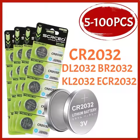 5-100PCS CR2032 Coin Cells Batteries CR 2032 DL2032 BR2032 KL2032 ECR2032 3V 210mAh Lithium Button B