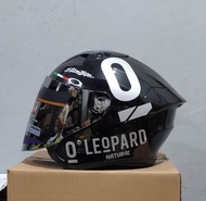 Helm KBR Leopard Putih Tanos look TTC Kairoz kronos half face pake kaca silver