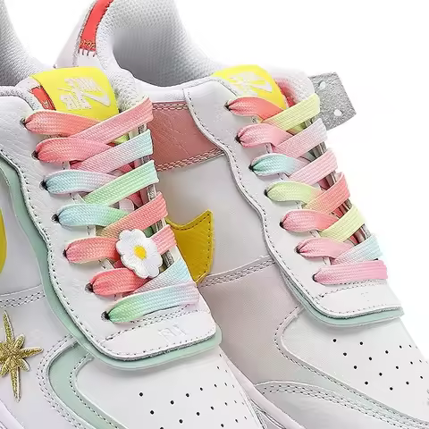 Macaron Candy Rainbow Shoelace Flat Gradient Shoelaces for Sneakers AF1 Casual Canvas Shoe Laces Cas