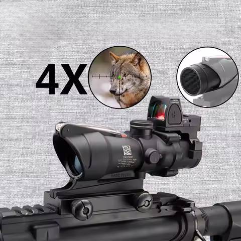 HOT 4X Magnifier 4X32 Real Fiber Optics Red Green Dot Sight Scope With RM Hunting 20mm Riflescope Ki