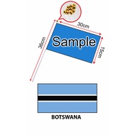 Botswana Hand Flag With Stick (15x30cm)/ Bendera Tangan Dunia Botswana (15x30cm)