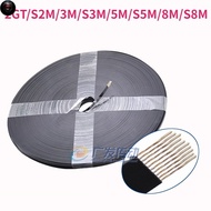 PTS 2GT/S2M/3M/S3M/5M/S5M/8M/S8M Open Timing Belt Width 6/10/15/20/25/30/40mm Black Polyurethane PU 