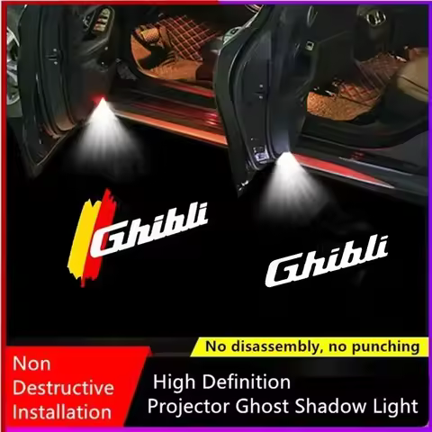 2PCS For Maserati Logo Light 2pcs HD Ghost Shadow Light For Maserati Ghibli Levante SQ4 SQ2 Quattrop