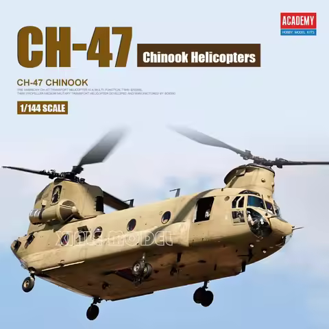 Academy Assembled Aircraft Model Kit 12624 Boeing CH-47D/F/J/HC.Mk.1 Chinook Helicopters /144