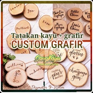 Wooden Coaster with Laser Engraved Name and Size Wood Slice 9-10 Wooden Coaster/ Wood Slice/