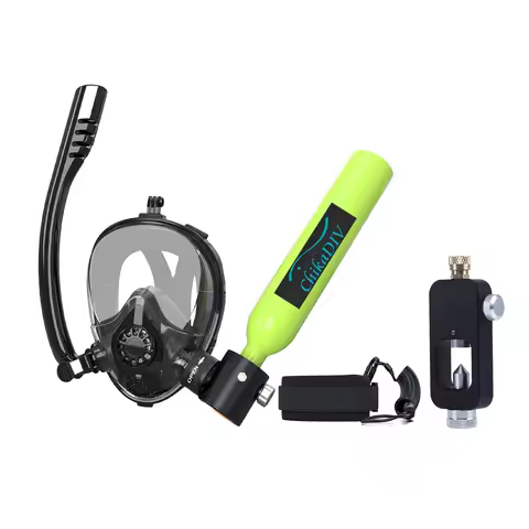 Mini Scuba Tank with Full Face Mask, 0.5L Portable Lung Tank Sub Mask, 6-10 Mins Underwater Breathin