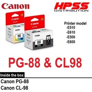 CANON PG88 & CL98 BLACK OR TRICOLOR INK CARTRIDGE FOR PRINTER E510 E610 E500 E600