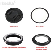 New 4 in1 reverse protection macro camera  adapter set for Canon 60D 750D 1200D 600D 700D 70D 100D  58mm UV filter