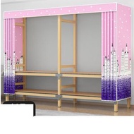 全城熱賣 - 簡易組裝收納布衣櫃（ZD210款粉色城堡（長210*寬55*高170cm）無門）