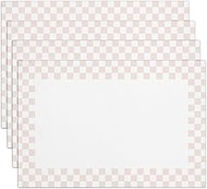 Beige Gingham Cotton Linen Placemats Set of 4, 12x18 Table Mat for Family Dinners Wedding Parties Re