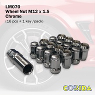 Wheel Nuts M12 x 1.5 (16pcs + 1 key) Racing Nuts / Lug Nuts LM070 CHROME