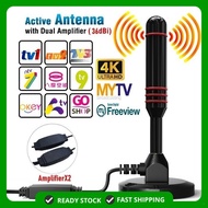 2X AMPLIFIER HIGH GAIN 36DBi HD DIGITAL INDOOR OUTDOOR BOOSTER ANTENNA FREEVIEW MYTV DVB-T2 AERIAL D