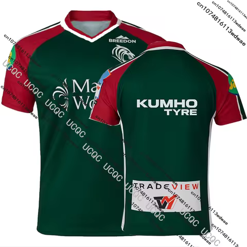 26/25 England New Leicester Tigers Rugby Sports Jersey UK Mens British Rugby Casual Quick drying Tra