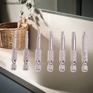 GoldenSilver 7 Pcs S2 Magnetic Star Screw Driver 5 Point Screwdriver Bits 50mm 1/4" Hex Shank T10 T1