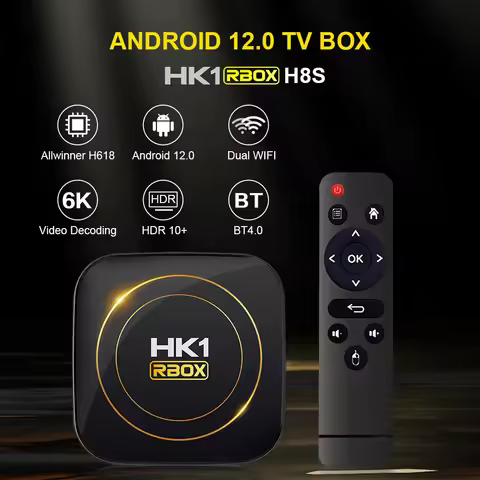 HK1 RBOX H8S Android 12 Smart TV BOX Allwinner H618 BT4.0 2.4G & 5G Dual WiFi HDR10+ 6K Ultra HD Set