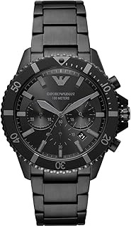 Emporio Armani Men's Chronograph, Black-Tone Stainless Steel Watch, AR11363, BLACK, Standard, bracelet