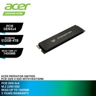 ACER Predator GM7000 M.2 2280 NVMe PCIe Gen 4x4 SSD with Heatsink (1TB/2TB/4TB/512GB) - 5 Years Warr