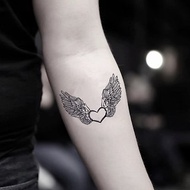 OhMyTat 心與天使的翅膀 Heart with Angel Wings 紋身貼紙 (2張)