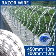 Razor Barbed Wire 10m 50m Razor Wire Penjara  Galvanized Razor Jenis Lurus dawai kawat duri  Dawai p