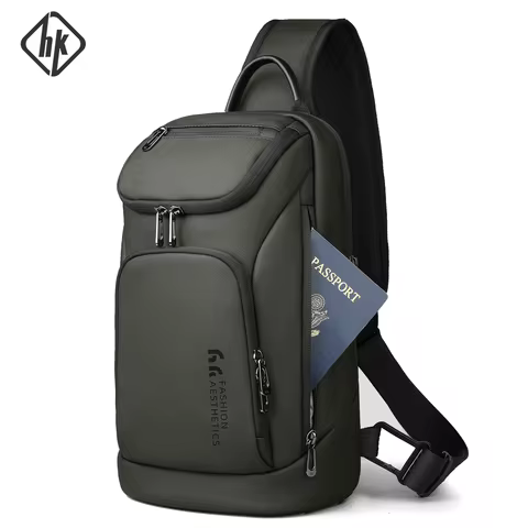 HK Multifunction Men's Shoulder Bag Waterproof Crossbody Bag Fit 11 inch iPad Lightweight Messenger 