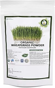 R V Essential Organic Wheatgrass Powder 100gm- Triticum Aestivum Wheat grass Powder USDA Organic Certified Ayurvedic Herbal Supplement in Resealable and Reusable Zip Lock Pouch